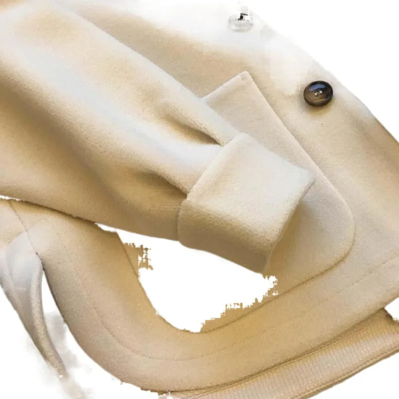 New Wool Coat for Women in Autumn and Winter High-end Knitted Hooded Fake Two-piece Thick Top