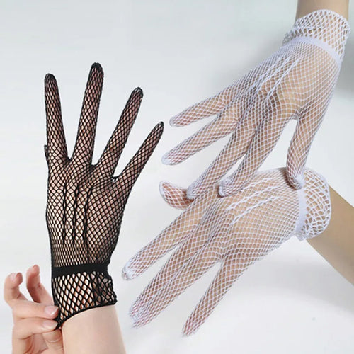 1 Pair Hot Sale Fishnet Mesh Glove Fashion Women Lady Girl Glove Protection Lace Elegant Lady Style Gloves Black and White