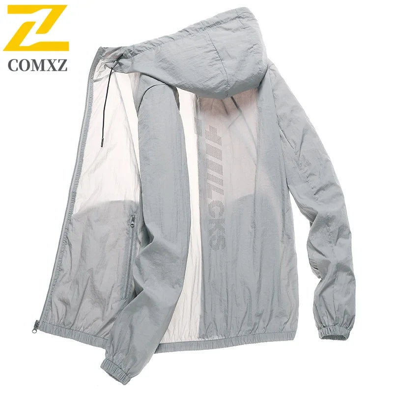 Summer Lightweight Jacket Men's Casual Quick-drying Breathable UV Sunscreen Hooded Coat Men Fishing Ultra-thin Skin Windbreaker