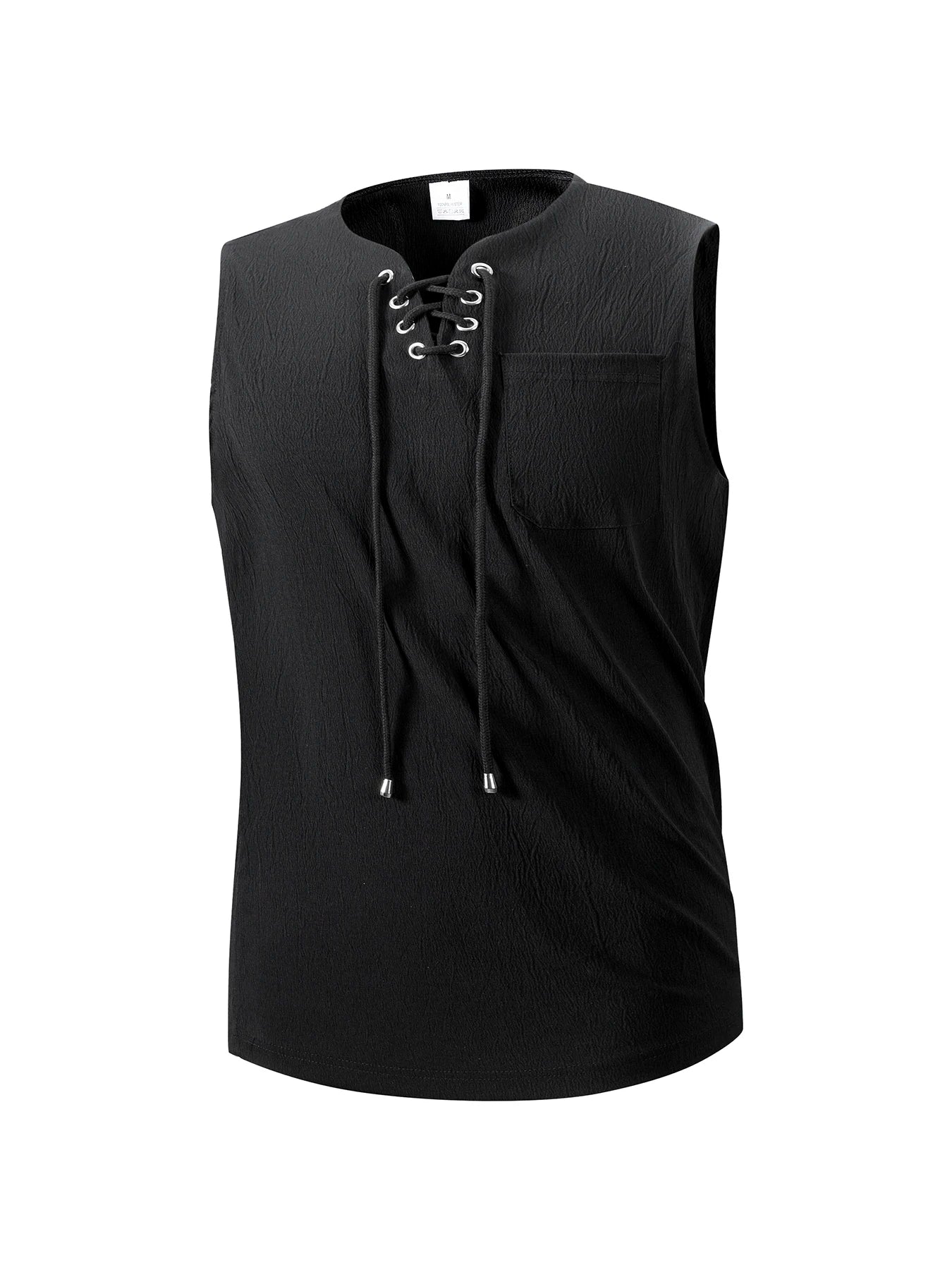 Summer Mens Tank Tops Vest Casual Comfortable breathable Sleeveless Shirts Loose Lace Up O-Neck Tops Streetwear