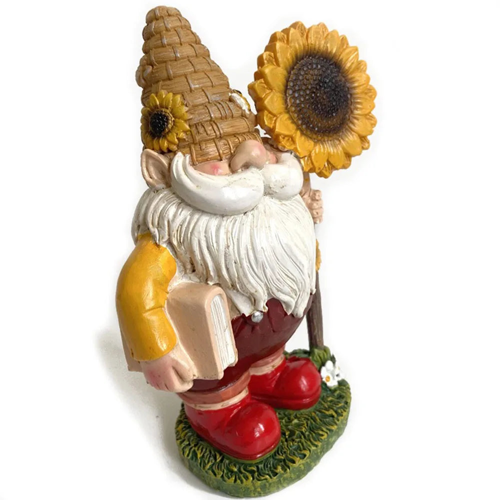Resin Garden Gnome Statue for Outdoor Lawn and Home Decoration Hand Painted Weather Resistant Figurine for Garden Landscape
