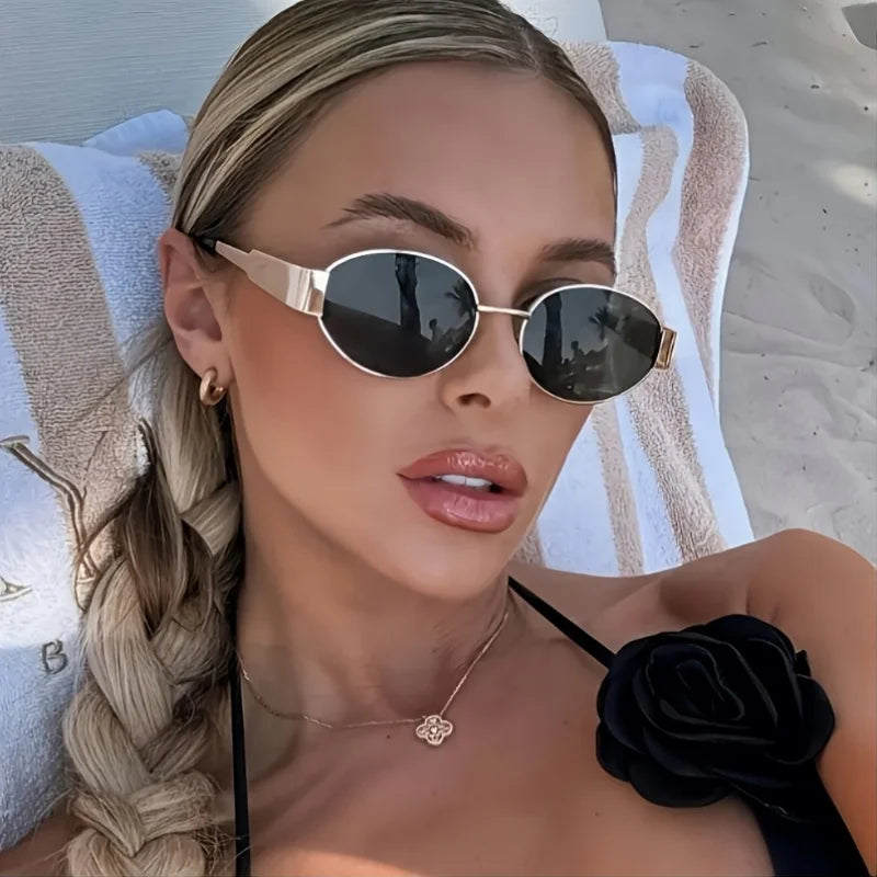 Fashion Golden Frame Glasses - Adjustable Fit, Unique Style with Thin Metallic Frame, Ideal for & Activities Accessories