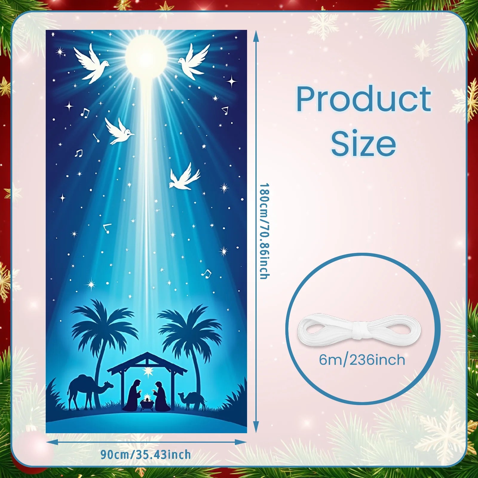 Christmas Banner Red Ornaments Holiday Decoration Snowflake Pattern Winter Festivities for Home Decoration Holiday Celebration I