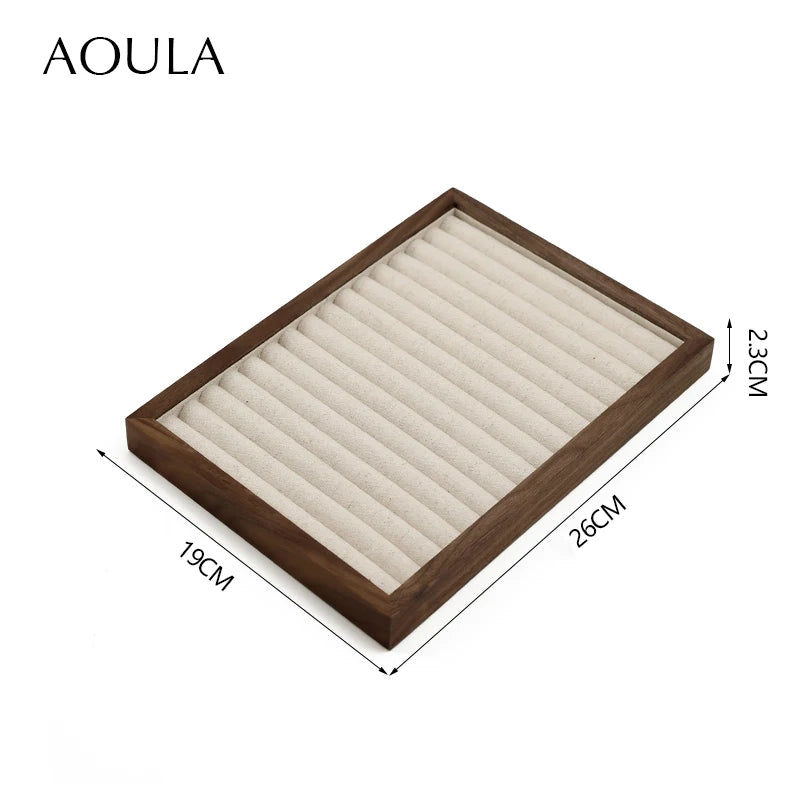 Stackable Ring Earring Jewelry Storage Multi Use Tray Bracelet Necklace Display Stand Holder Wooden Counter Top Drawer Organizer