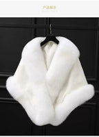 Real Image Faux Fur Wraps Winter Wedding Coat Warm Shawls Outerwear White Wraps Black Blue Shrug Women Prom Custom Made
