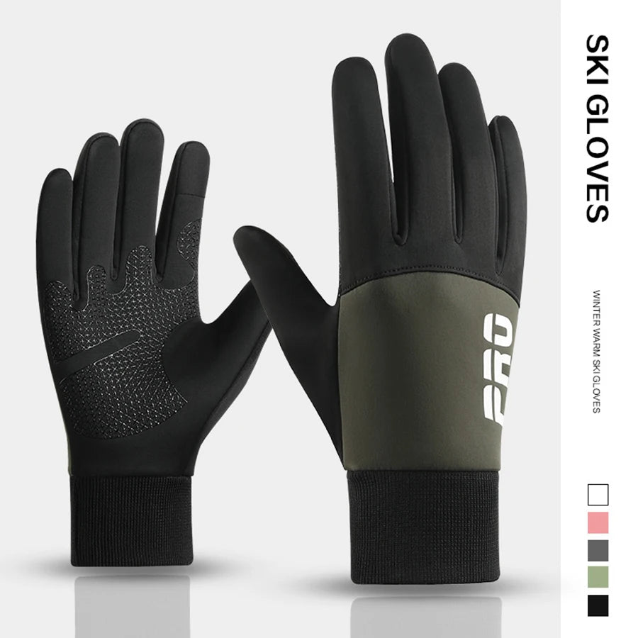 Winter Warm Gloves for Men with Thick Velvet, Windproof and Waterproof, Touchable Screen, Sports Running, Driving, Outdoor Cycli