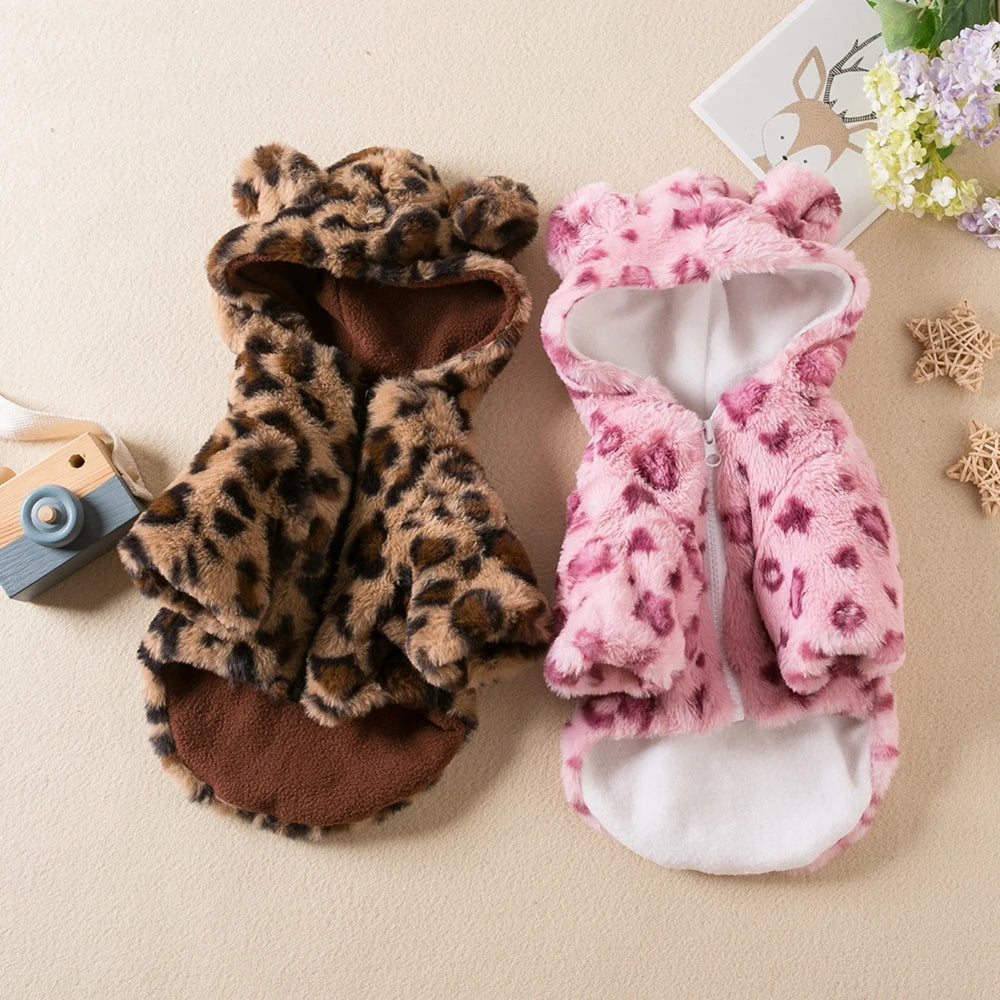 Pet Dog Fleece Hoodies Winter Warm Hooded Coat Puppy Dog Jacket Clothes for Small Medium Dog Chihuahua Clothing For Cold Weather