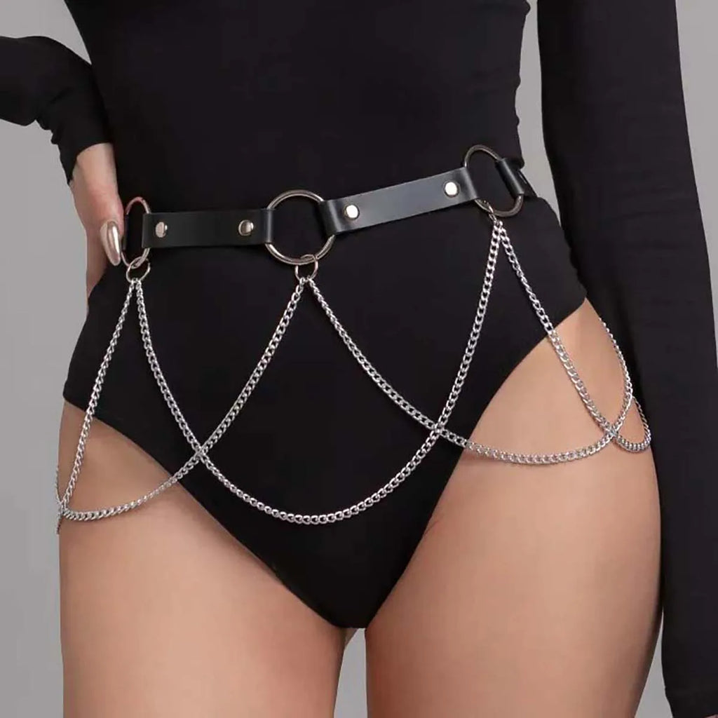 Women Fashion Belly Belt Chain Street Style Belt With Chain Gothic harness chain bustier Harness Waist Belt Clothing Accessories