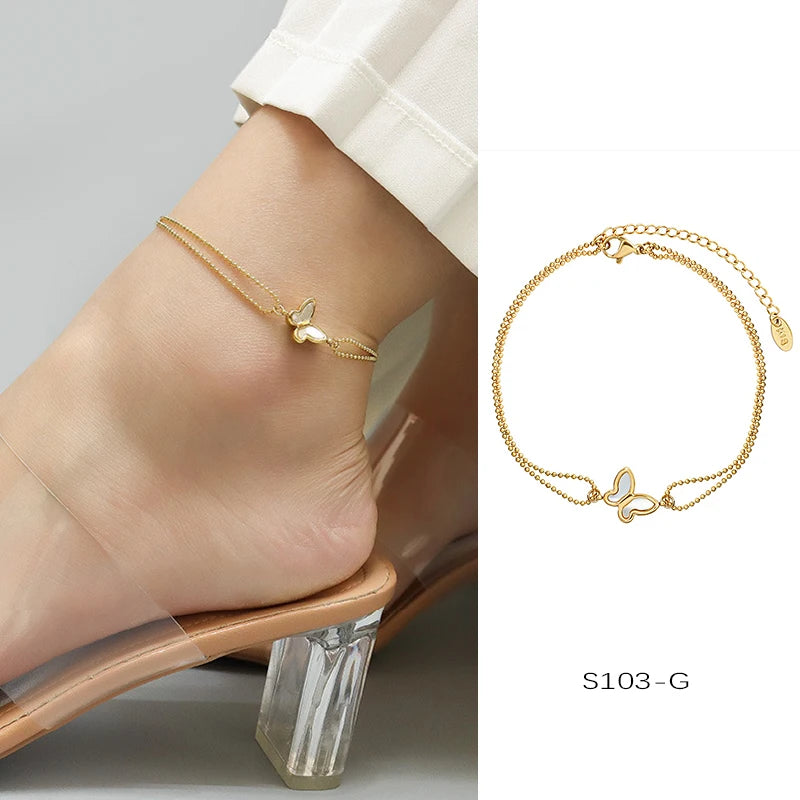 Anklets For Women Stainless Steel 18K Gold Plated High Quality No Tarnish Women's Ankle Bracelets Foot Chains Luxury Ankle Strap