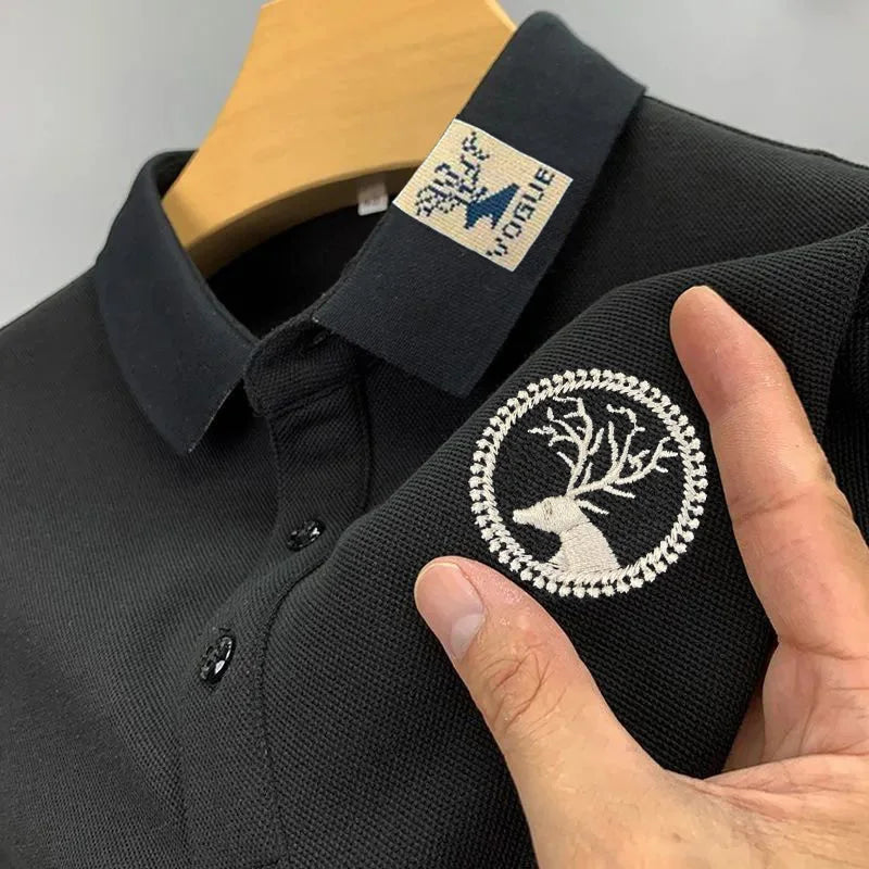 Men's Casual Fashion Polo Shirt Breathable and Comfortable Embroidered Top