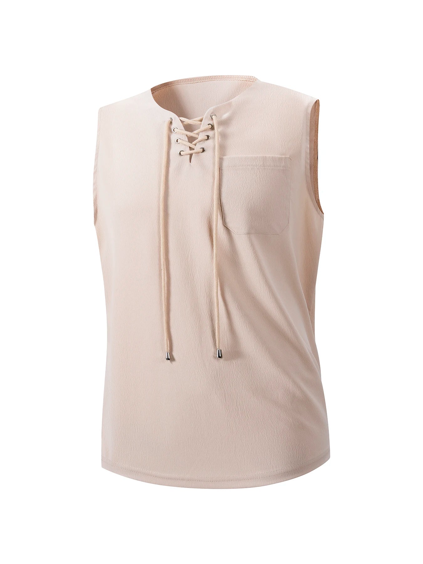 Summer Mens Tank Tops Vest Casual Comfortable breathable Sleeveless Shirts Loose Lace Up O-Neck Tops Streetwear