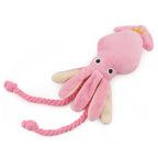 Squid Puppy Pet Dog Chew For Lovely Pink Teeth Cleaning Pet Toys Octopus Plush Toys Supplies BB Small Cute Rope Toy Dog Squeak