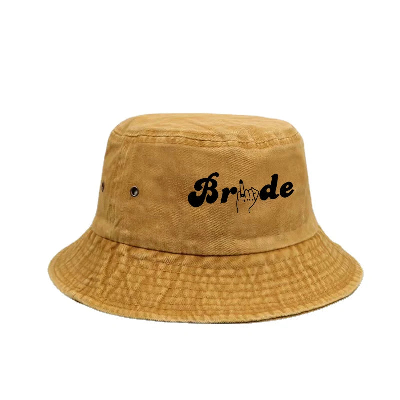 Bridal Bucket Hat Female Beach Pool Marriage Wedding Engagement Party Bridal Gift Travel Fashion New Fishing Cap Gift Wholesale