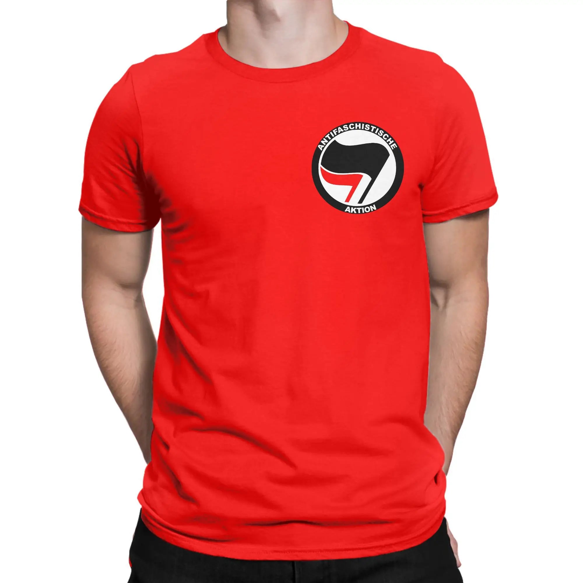 Man T-Shirt Anti Fascist Logo T Shirts Trendy Cool  Summer Tees Y2K Funny Custom DIY Cotton Tops Birthday Present