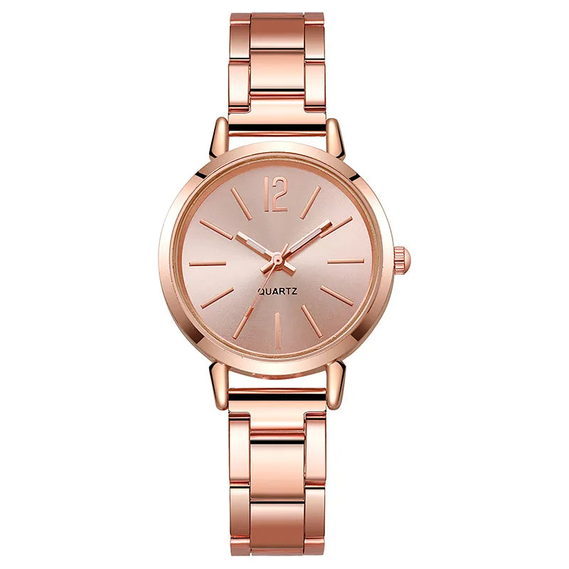 Luxury Watch for Women Simple Round Dial Stainless Fashion Gold Bracelet Quartz Wristwatch Students Ladies Watches Reloj Mujer