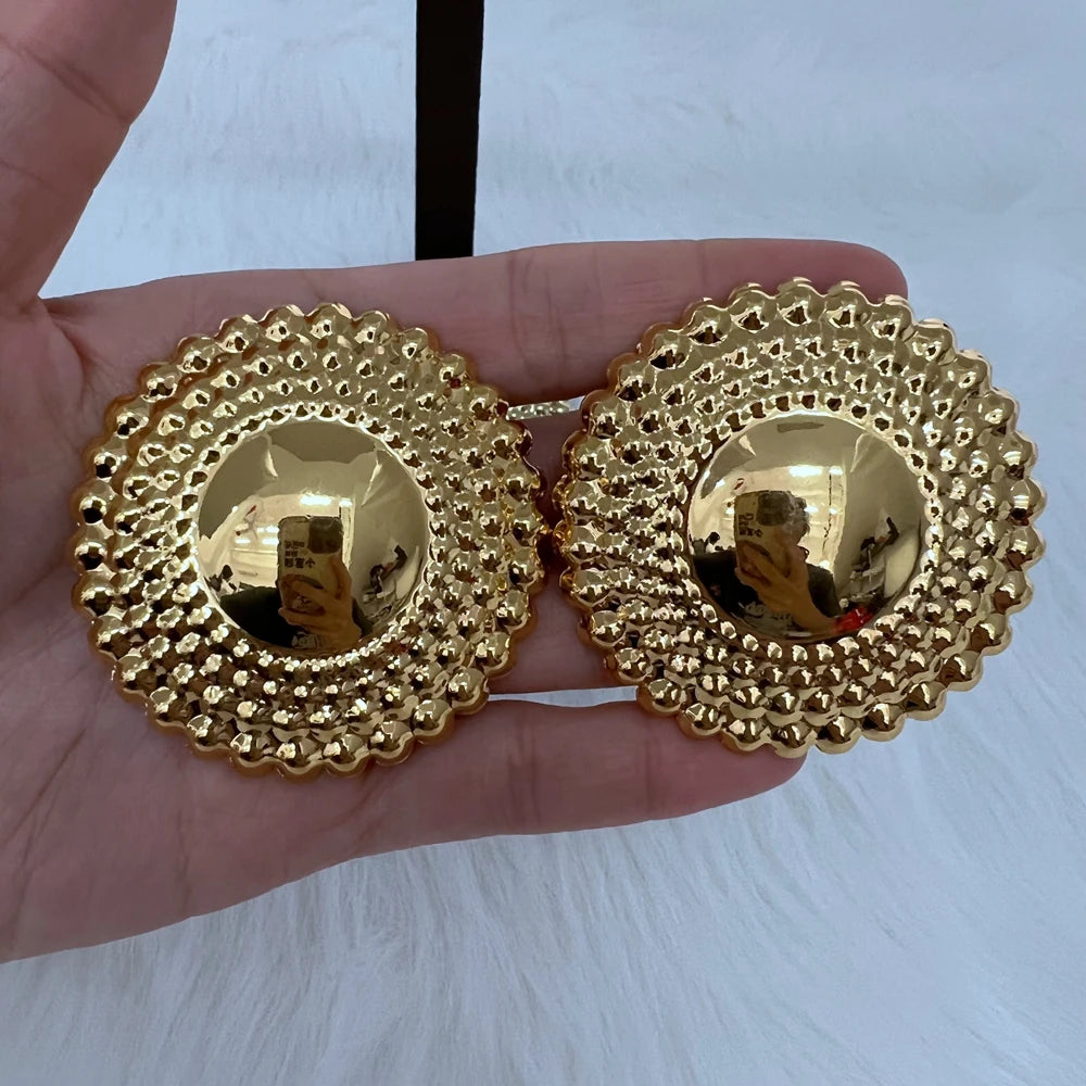 Dubai Jewelry Set for Women Round Beads Pendant Necklace and Earrings Gold Plated Jewelry for Weddings Bride Accessory Gift