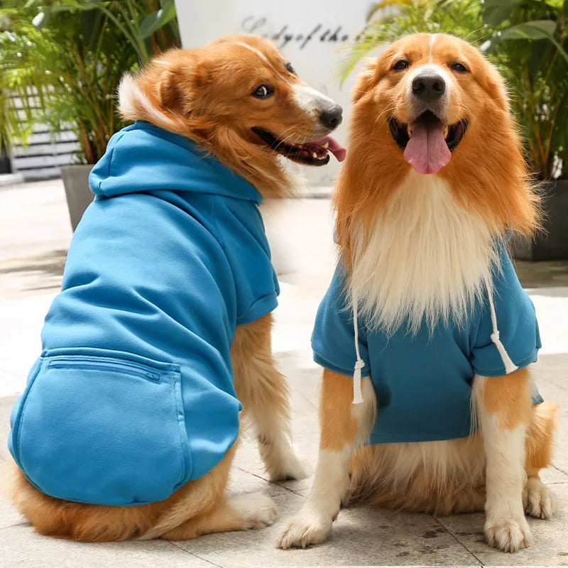 Pet Hoodies for Large Dogs Spring and Autumn Fleece Golden Retriever dog hoodie Sweatshirt with Hat and Zip Pocket  Pet Clothing