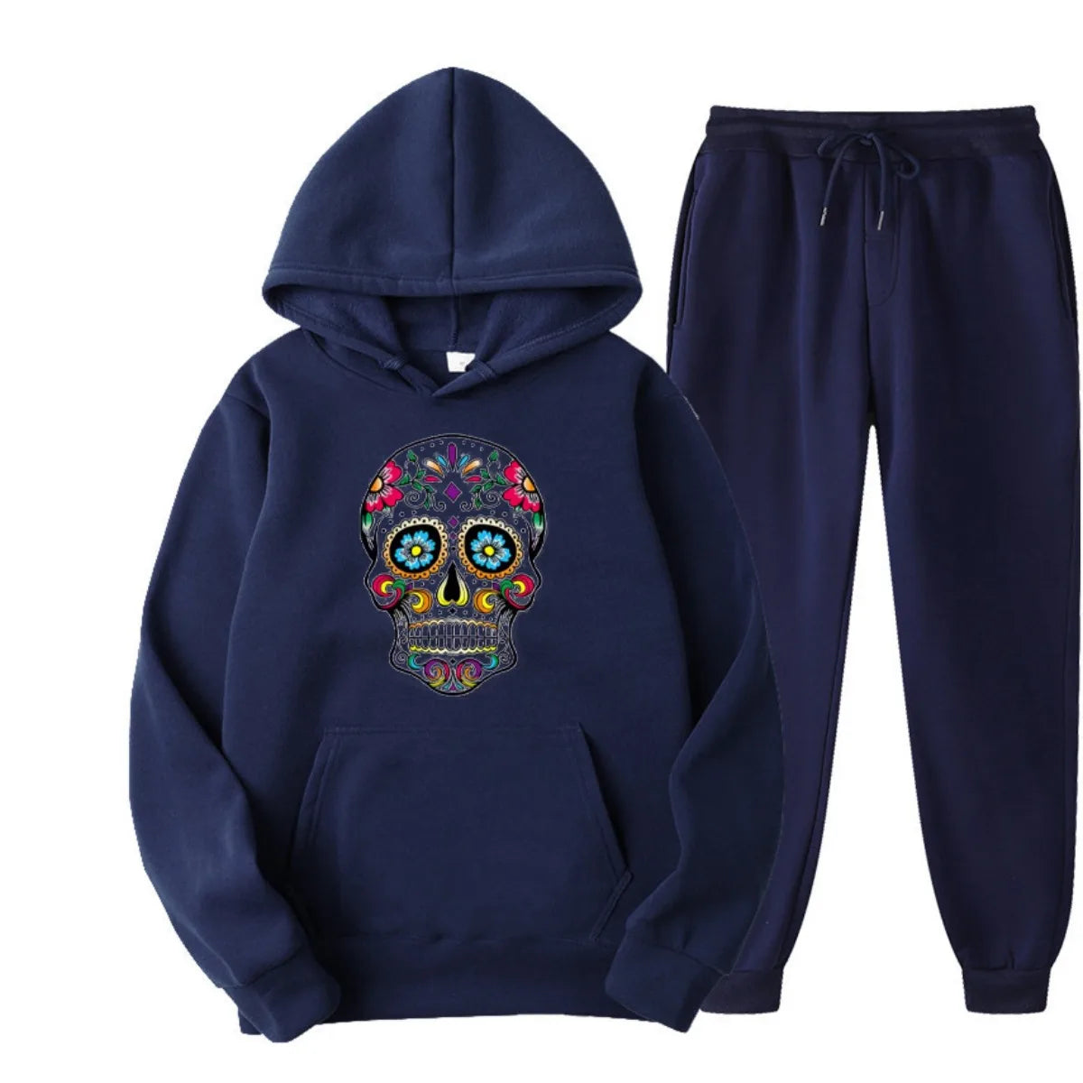 Men's Hoodie Set, High-quality 100% Cotton, Street Style, Loose and Cool, Skull Print, Autumn and Winter