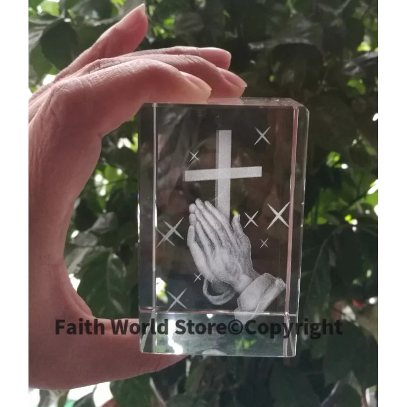 Christianity Catholicism BEST Christmas gift Religious efficacious Pray HOME family Safety Talisman 3D Crystal THE CROSS statue