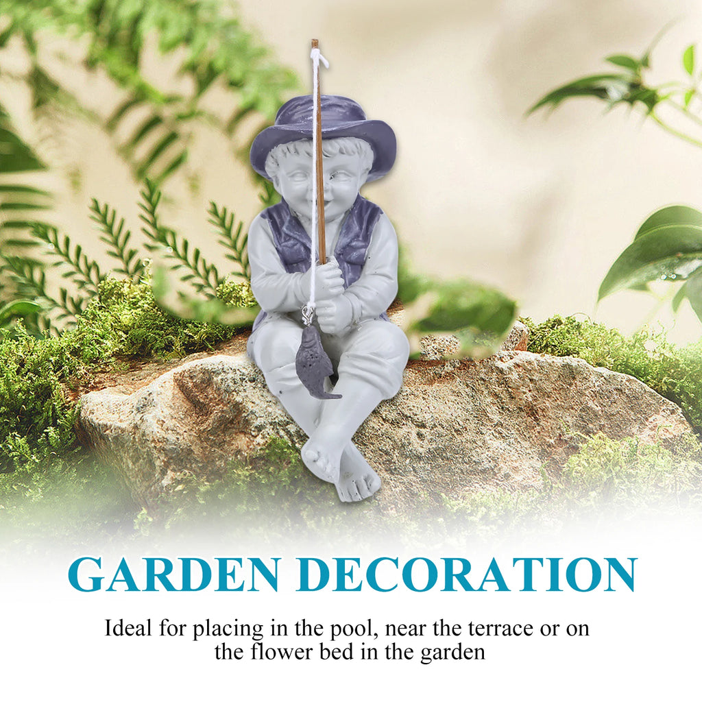 Garden Statue Fishing Boy Cartoon Character High Quality Resin Pool Pond Patio Lawn Outdoor Decoration Villa Gardening Ornament