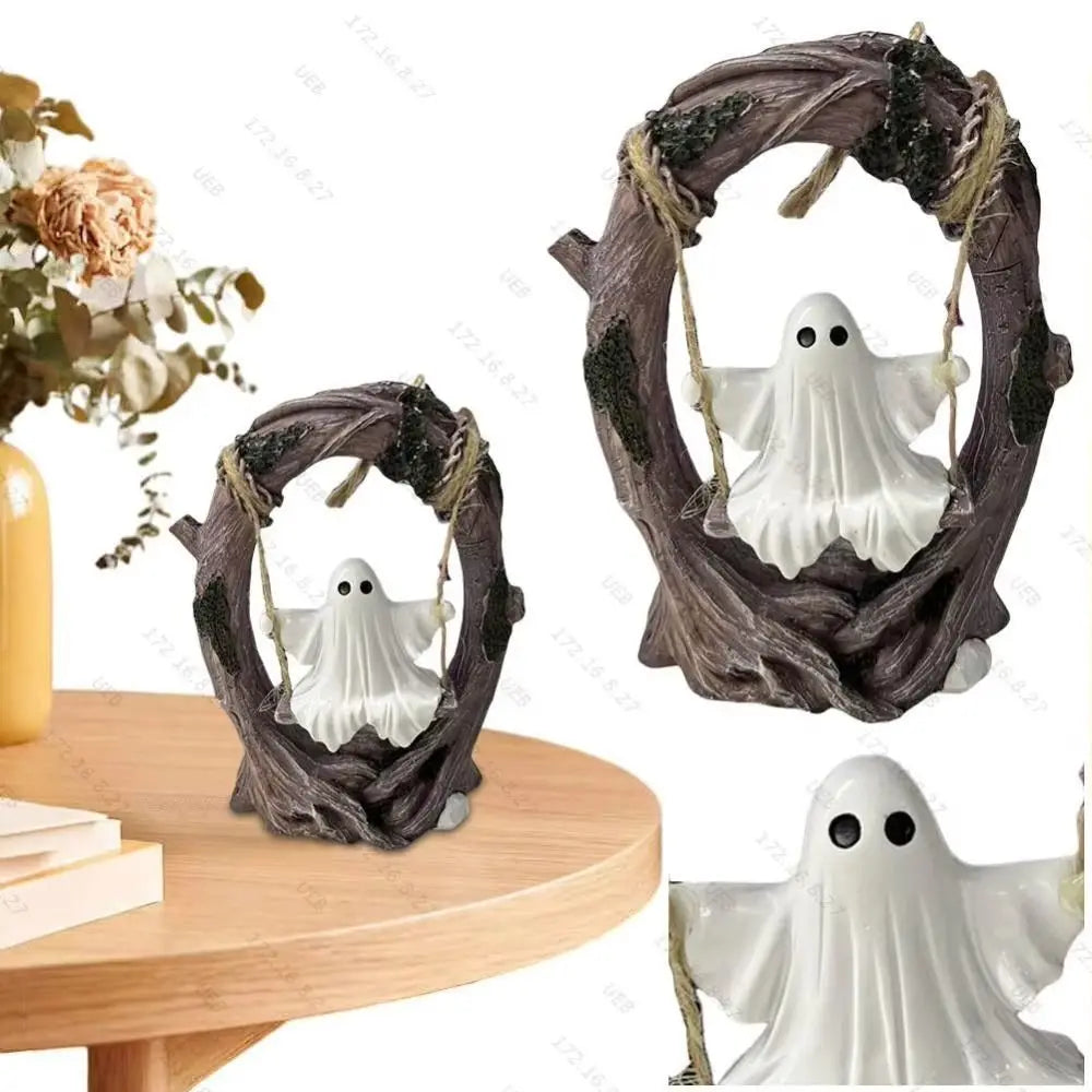 Halloween Themed Halloween Swing Ghost Ornament Handicraft Model Spooky Ghosts Decor Collectible Statue