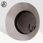 FS Beige Wool Fedoras Elegant Vintage Hats For Women Wide Brim Hollowed-out Cloche Cap Lady Autumn Winter Floppy Black Millinery