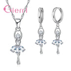 Beautful Elegant Women Jewelry Sets Pure 925 Sterling Silver Accessories For Women Romantic Gifts Pendant Necklace Hoop Earring