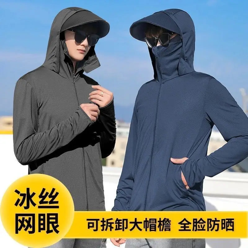 Summer Sun Protection Skin Coats Men Ultra-Light Sportswear breathable UV-proof Hooded Outwear Loose-fit Casual Fishing Jackets
