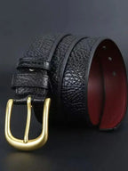 Men's leather belt made of buffalo hide, high-end trousers belt, durable with solid brass buckle, suitable for casual wear, tren