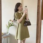 Women's Dresses Black Female Dress Midi Loose Short Sleeve New Features of Clothes in Sensual Sexy Casual Youth Elastic Curvy
