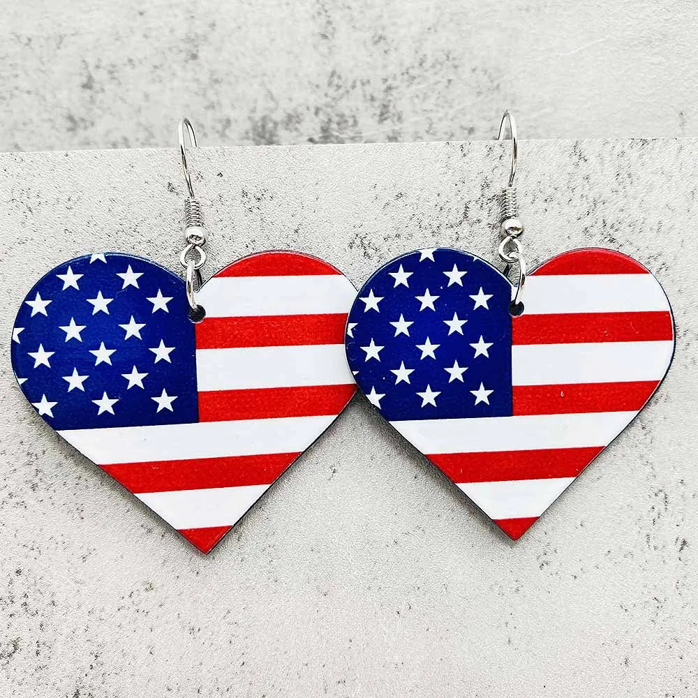 Patriotic Earrings 4th of July Earrings American Flag Sunflowe Acrylic Earrings for Women Independence Day Party Jewelry Gifts