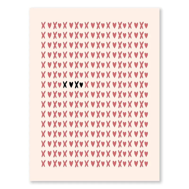 Valentine's Day Queue Gallery Printable Poster Vintage Romantic Wall Art Cute Pink Heart Canvas Painting Home Bedroom Decoration