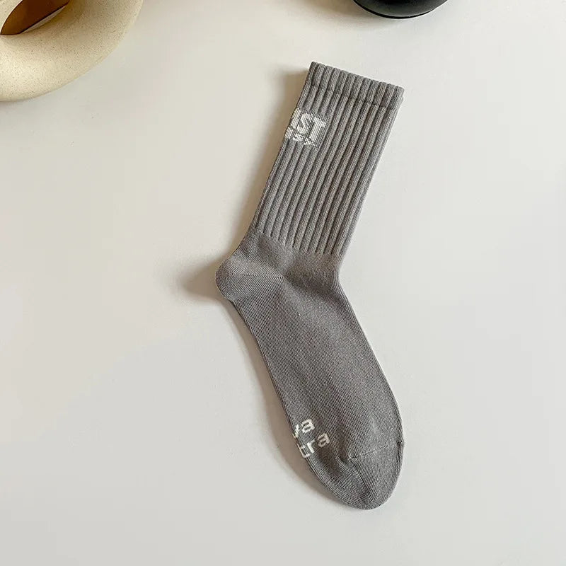 Men Socks Cotton Mid Calf Socks for Men Sports Letter Print Stockings Breathable Comfortable Stockings All Match Socks for Men