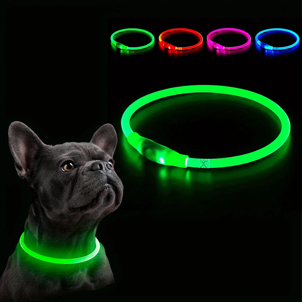 Pet Dog LED Light Collar Luminous Anti-Lost Dog Collar Pet Collar USB Rechargeable Dog Necklace Collar