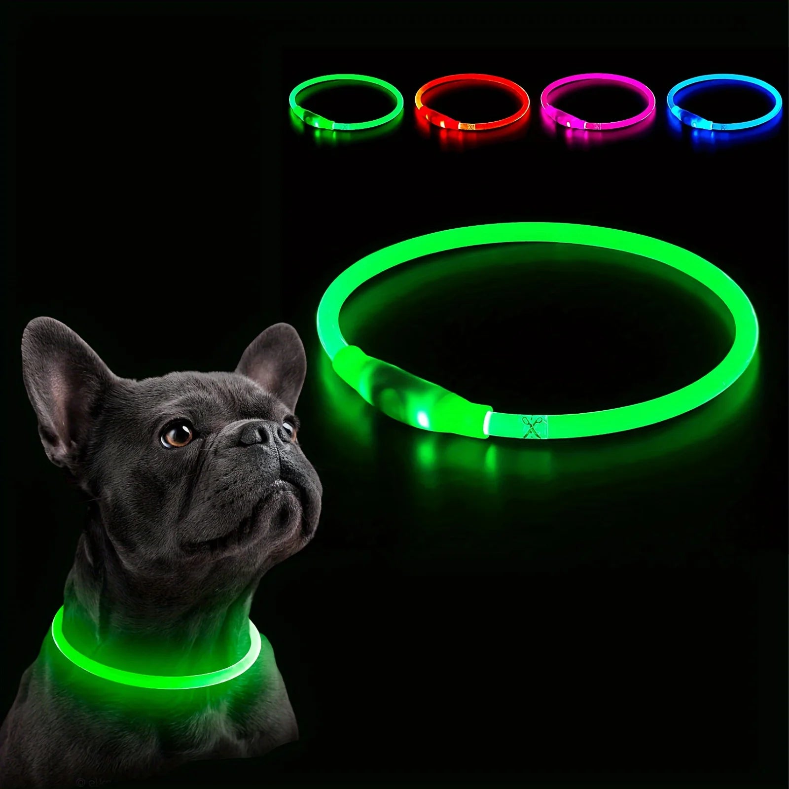 Pet Dog LED Light Collar Luminous Anti-Lost Dog Collar Pet Collar USB Rechargeable Dog Necklace Collar