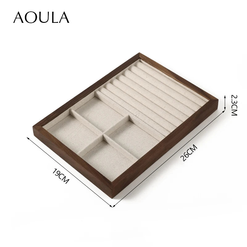 Stackable Ring Earring Jewelry Storage Multi Use Tray Bracelet Necklace Display Stand Holder Wooden Counter Top Drawer Organizer