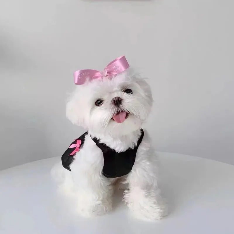 Pet Dresses Pet Dog Dresses Princess Wind Flowing Light Gauze Dog Summer Bow Strap Skirt Sling Dress Breathable Thin TeddyPet Dog Clothes