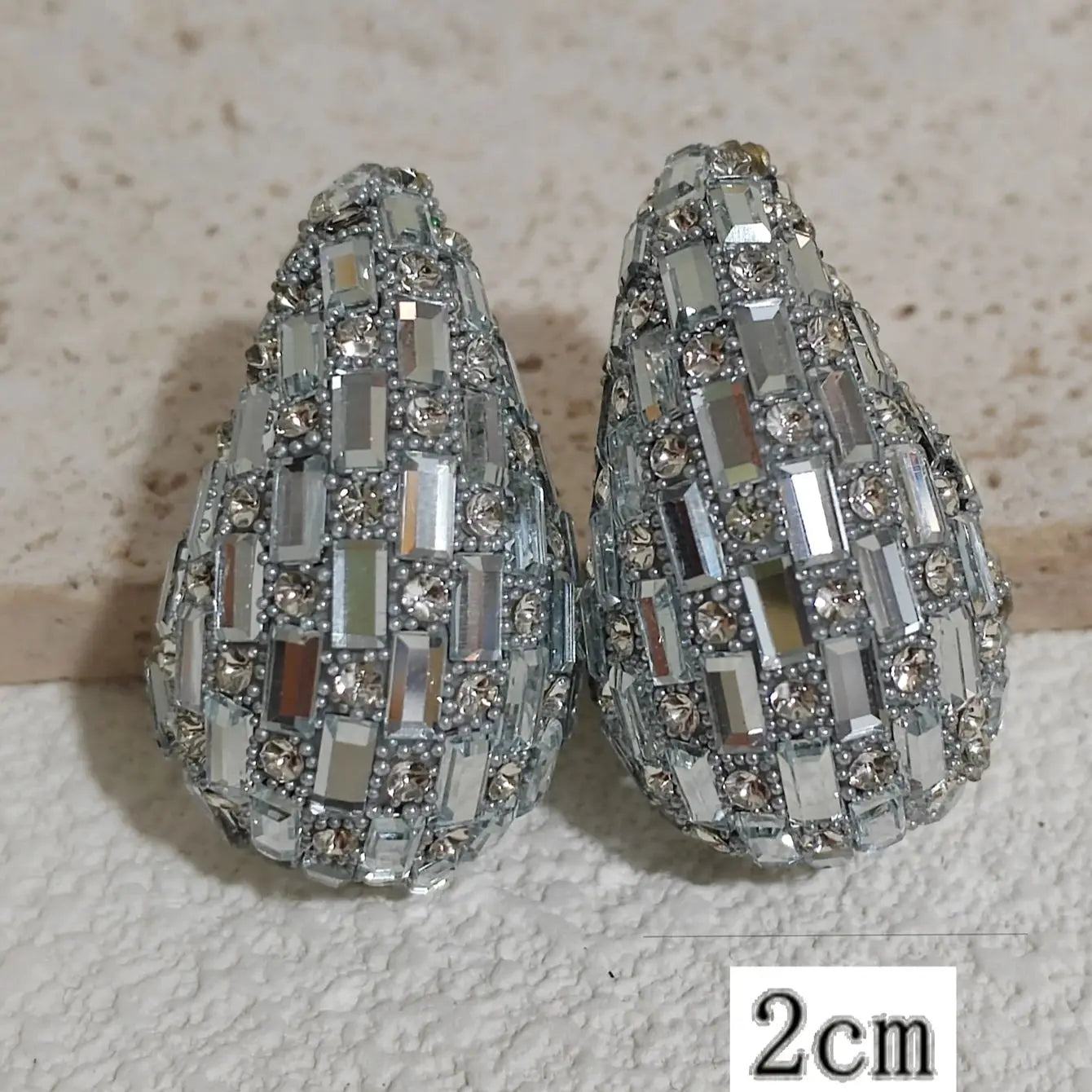 Oversized colorful Stud Earrings with Full Diamonds and Drop-shaped Pendants in European and American Styles