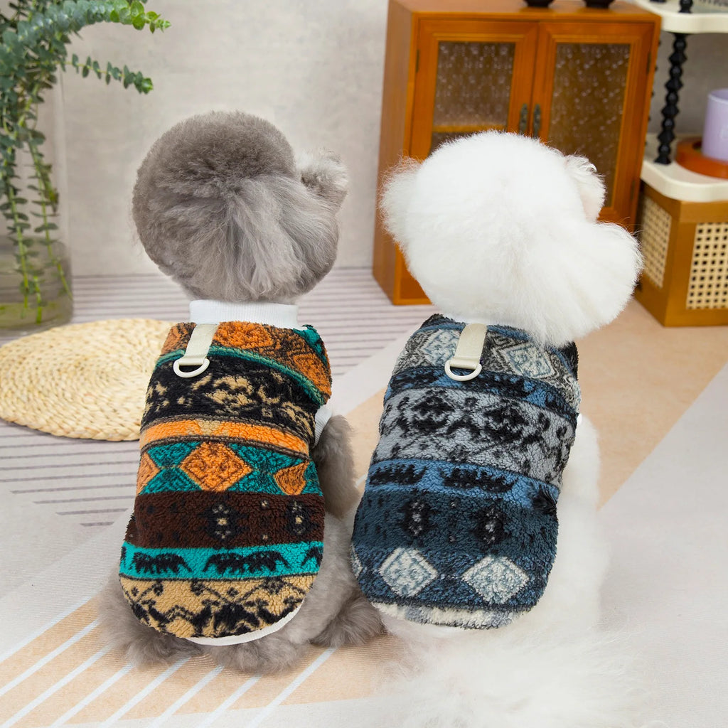 Winter Dog Sweater for Small Dogs, Soft Thermal Fleece Dog Clothes Chihuahua Yorkie Puppy Sweater Pet Pullover with Leash Ring