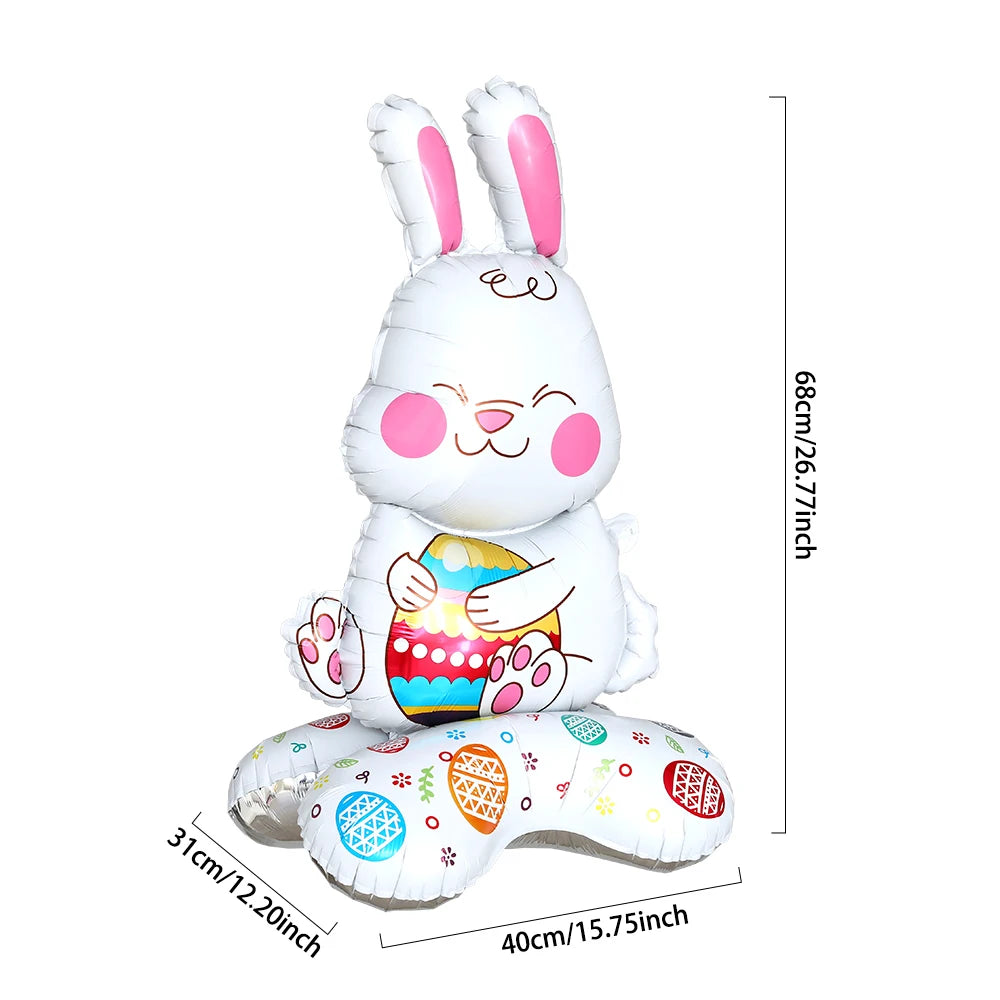 Easter Bunny Carrot Egg Foil Balloon Broken-shell Chicken Long eared Rabbit 4D Standing Balloon Happy Easter Party Deco Kid Gift