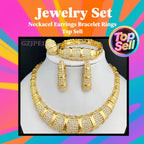 Dubai Jewelry Set For Women 18K Gold Plated Luxury Necklace Earrings Bracelet And Ring Set Jewelry For Wedding Party Trending