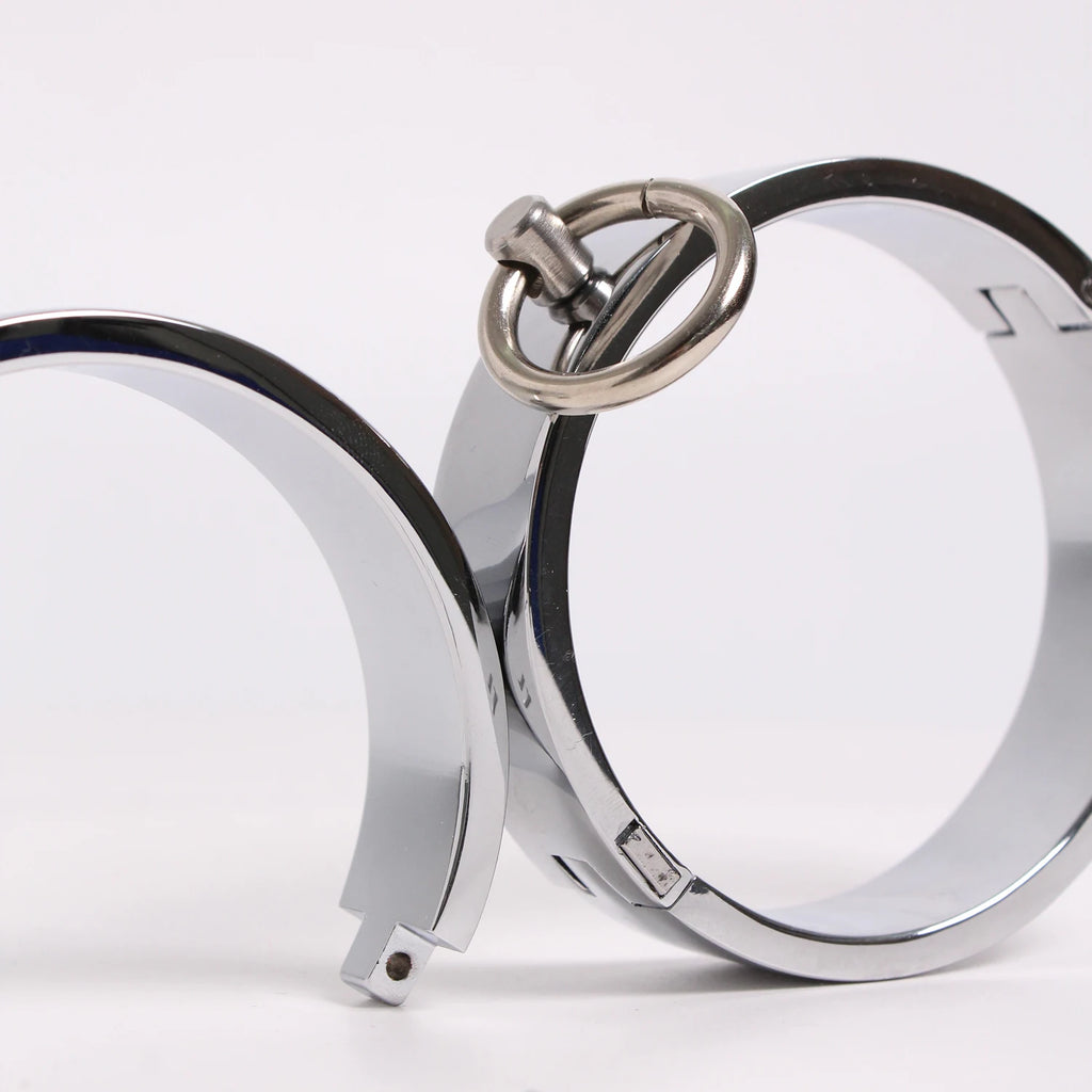 Stainless Steel Slave Handcuffs Restraint Rings Wrist Lock Ankle Cuffs Restraints Legcuffs Erotic Slave Sex Furniture Adult Toys