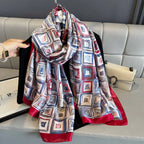 New Women Scarves Spring Summer Autumn Luxury Print Thin Light Satin Scarf Fashion Wrap Shawls 55 Colors Elegant Bandana Poncho