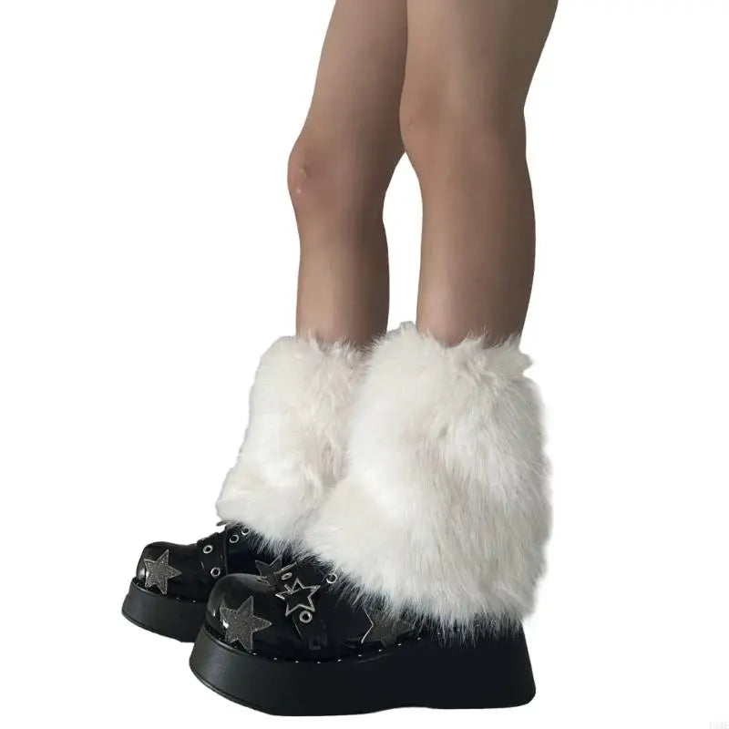 Faux Furs Leg Warmer,Warm Soft Cozy Fuzzy Leg Warmer Boot Cuffs Cover for Women Party Costumes Boot Sleeves Boot Covers
