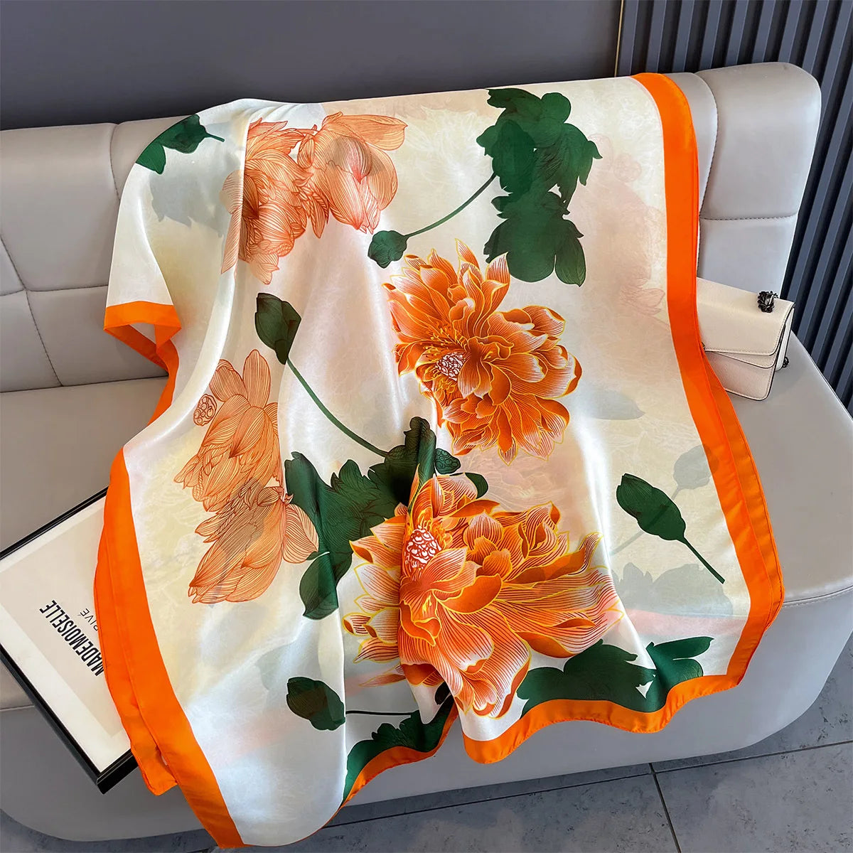 New Women Scarves Spring Summer Autumn Luxury Print Thin Light Satin Scarf Fashion Wrap Shawls 55 Colors Elegant Bandana Poncho