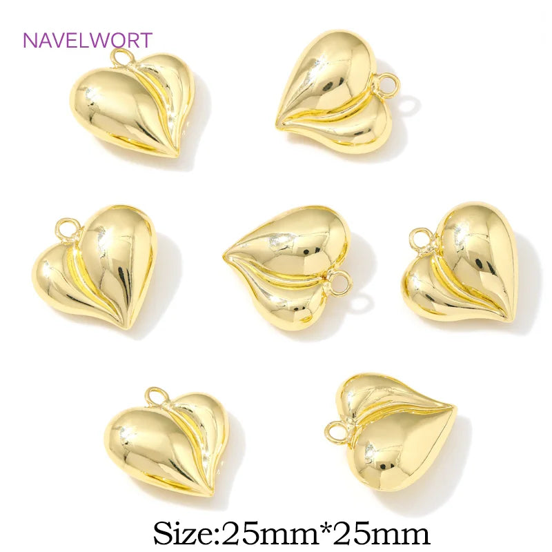 Pendants For Jewelry 18K Gold Plated Brass Heart Charms Pendants For Fashion Necklace Making Supplies DIY Jewelry Accessories