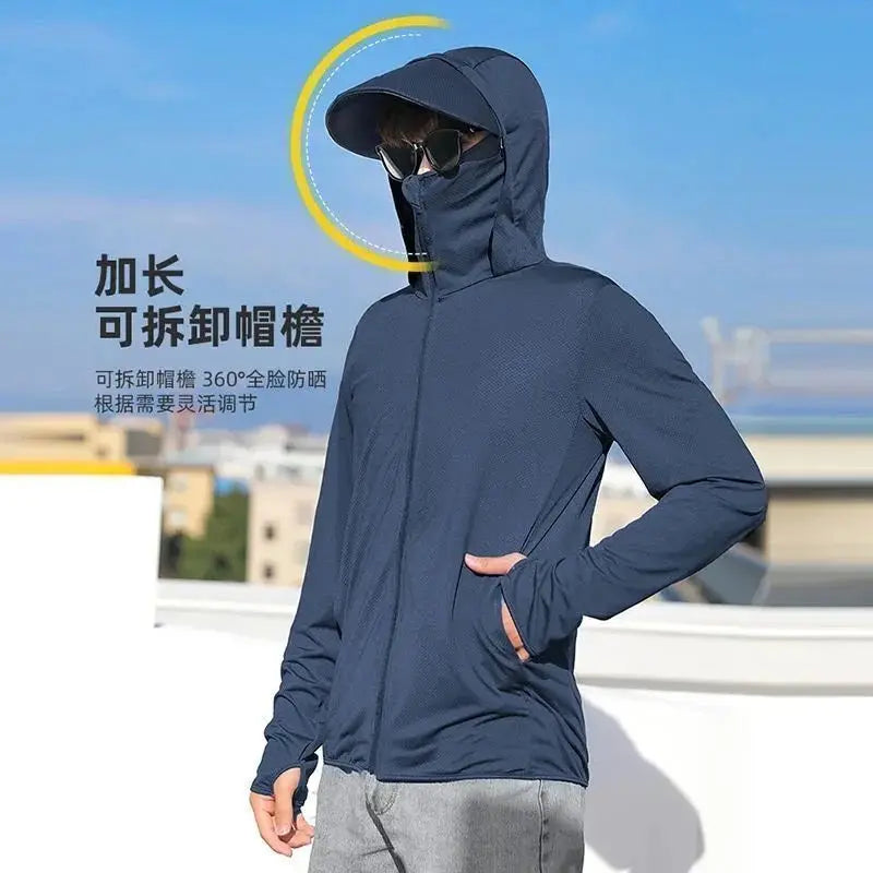 Summer Sun Protection Skin Coats Men Ultra-Light Sportswear breathable UV-proof Hooded Outwear Loose-fit Casual Fishing Jackets