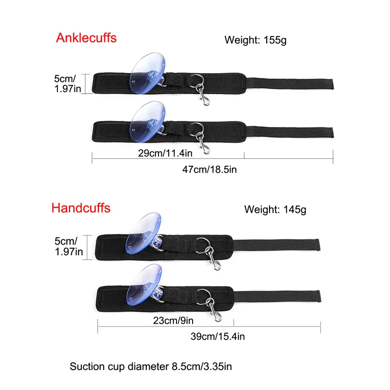 BDSM Handcuffs Sexy Ankle Cuff with Suction Cup Bathroom Floor Adult Sex Toys for Womans Couple BDSM Bondage Restraint Gear