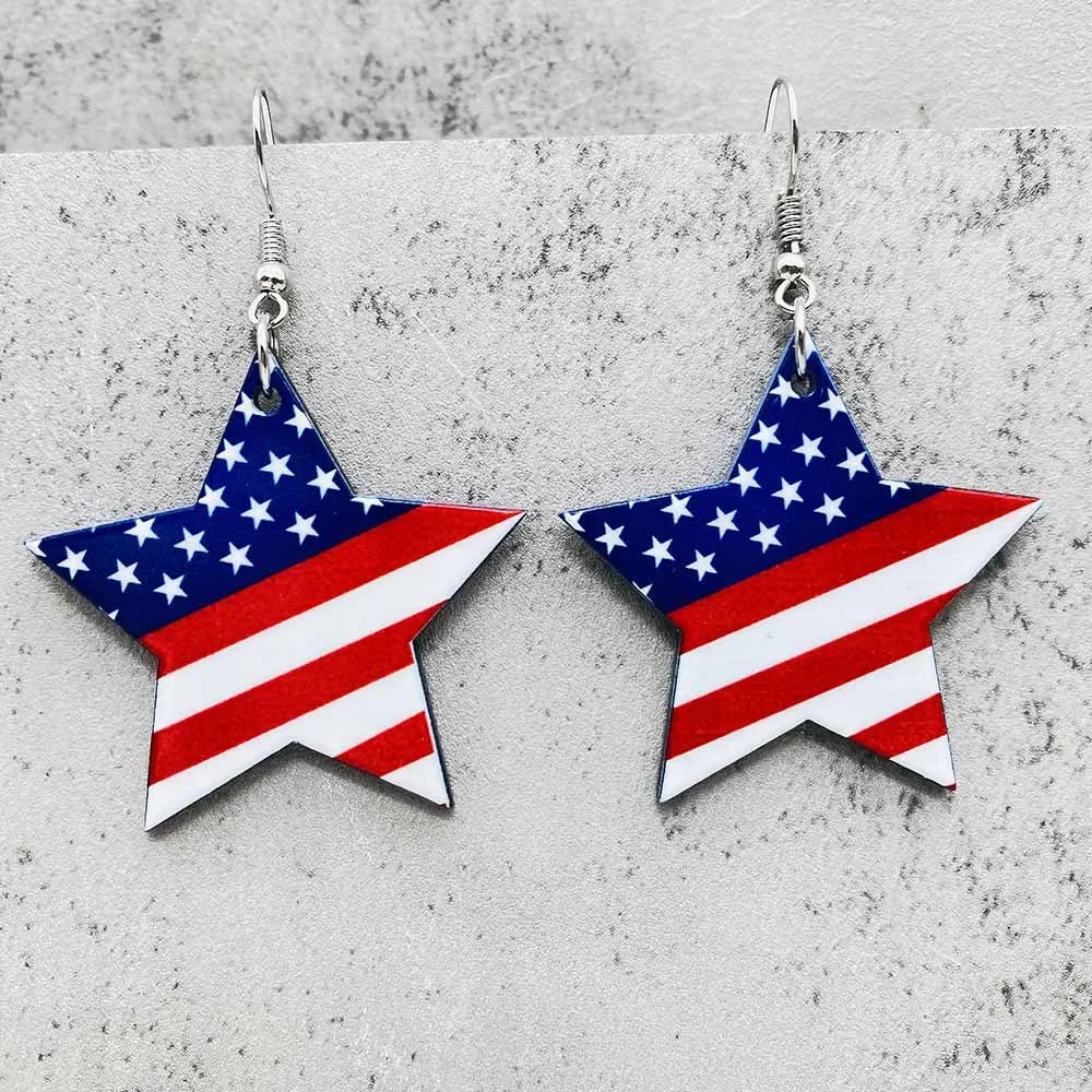Patriotic Earrings 4th of July Earrings American Flag Sunflowe Acrylic Earrings for Women Independence Day Party Jewelry Gifts