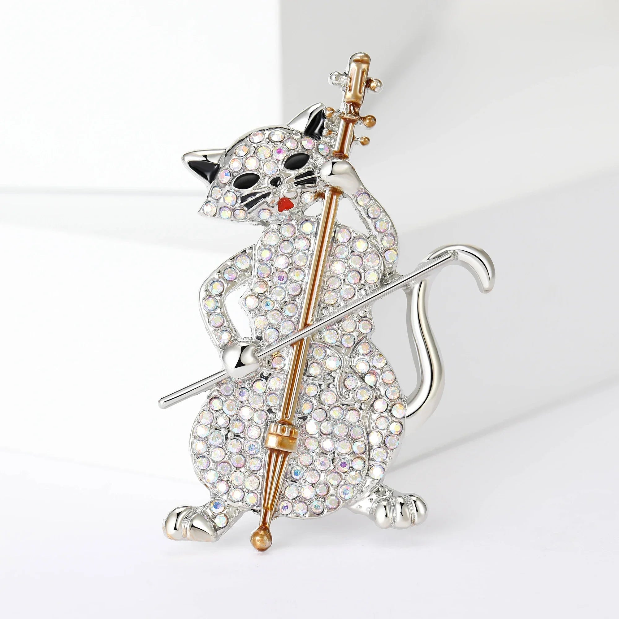 Enamel Cello Musician Brooches for Women Unisex Musical Instrument Pins Multi-color Available Office Party Accessories Gifts